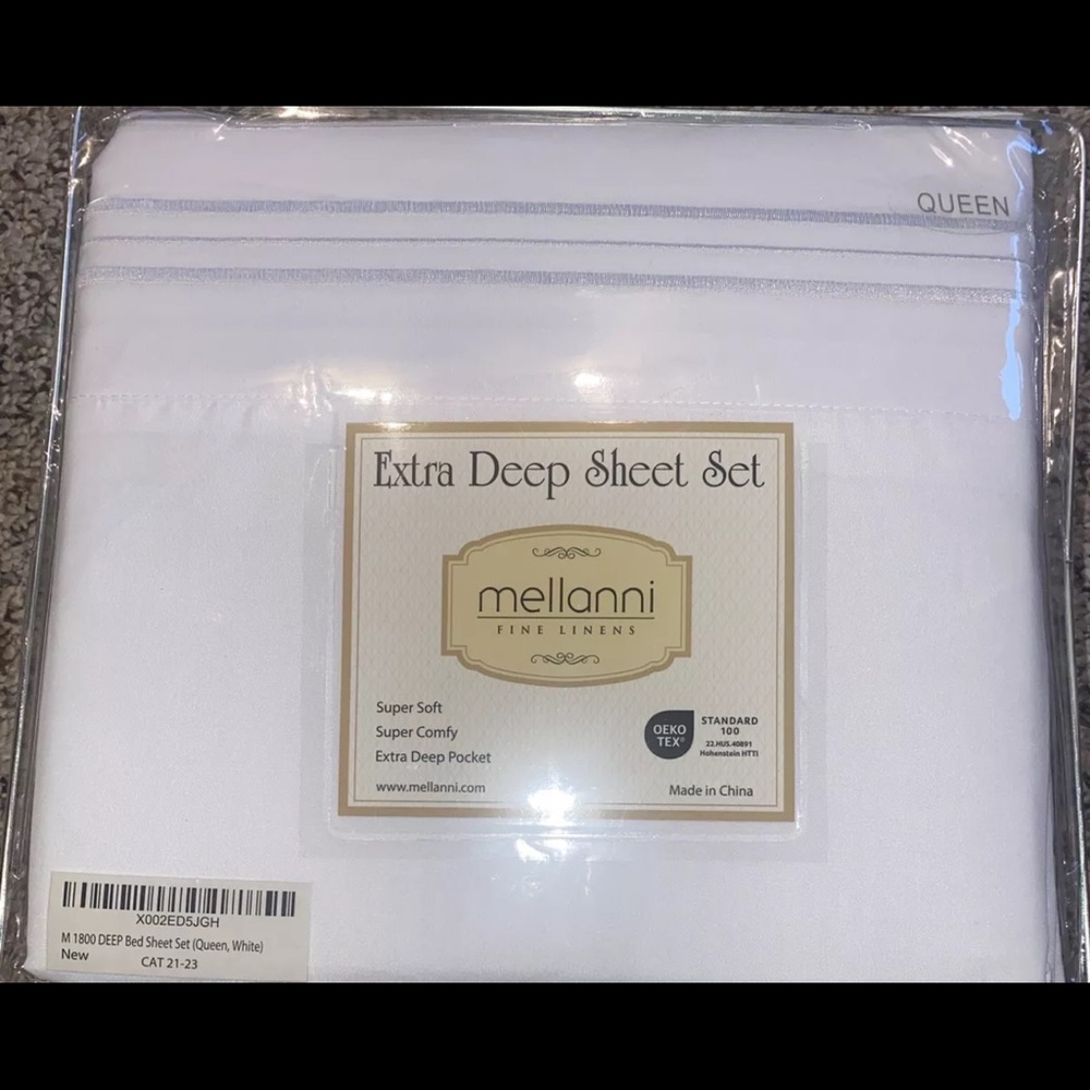 New - Mellanni 1800 Brushed Microfiber 4-Piece Bed Sheet Set -QUEEN- White -